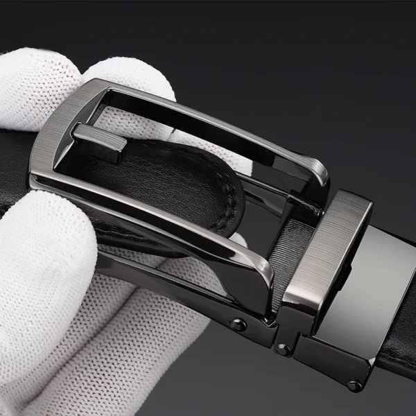 Automatische riem zwart met een zilveren gesp - Afbeelding 2